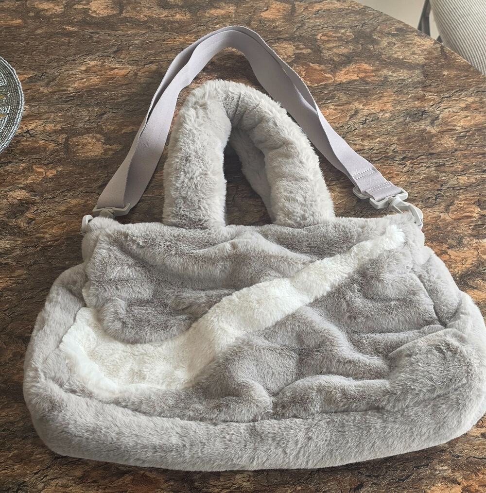 Nike Sportswear Faux Fur Tote Bag Light Iron Ore DQ5804-012 Crossbody